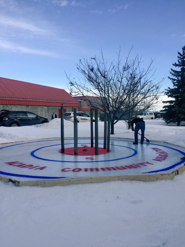A photograph of Acadia's crokicurl rink.